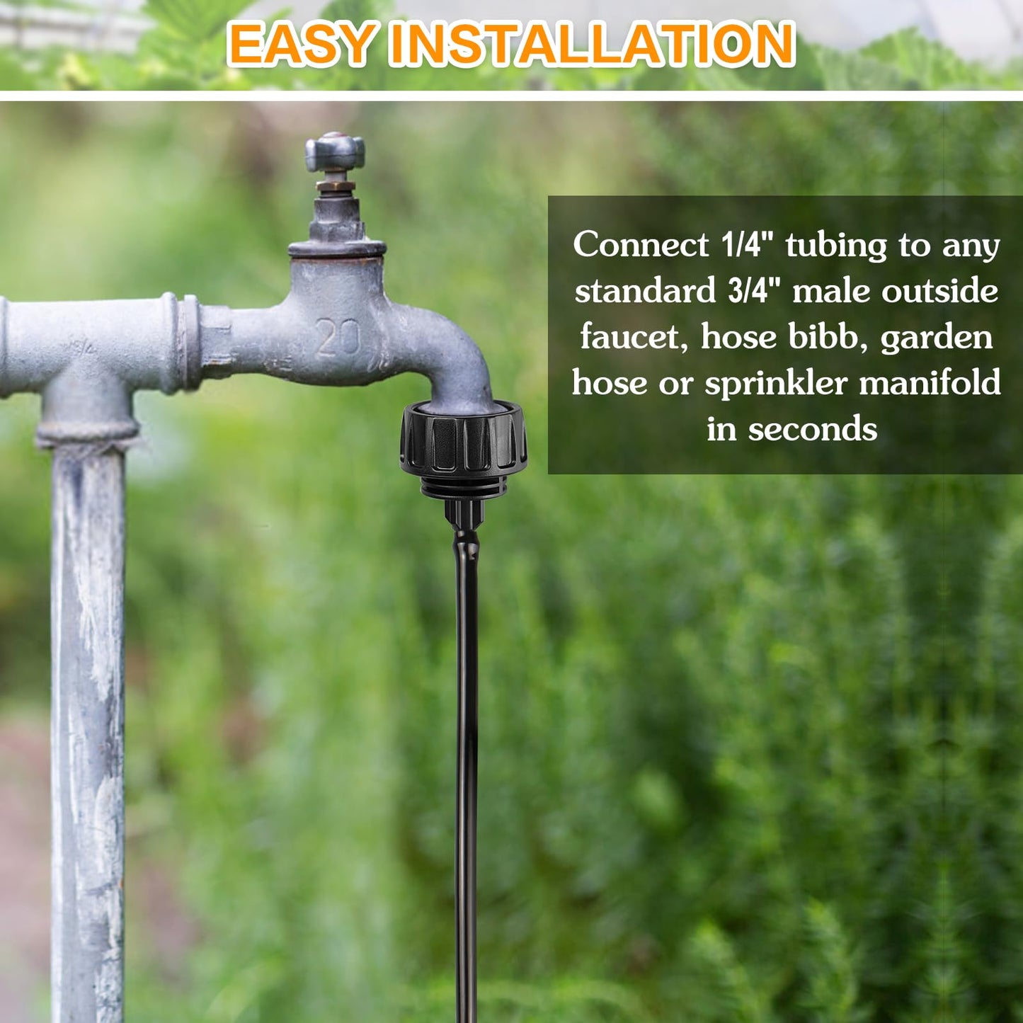 Gardrip 3/4 Inch Female Pipe Thread to 1/4 Inch Drip Irrigation Tubing Adapter: 6 Pieces 1/4 In. Barbed Drip Line x 3/4 In. Faucet PVC Adapter Connect 3/4" FHT Faucet