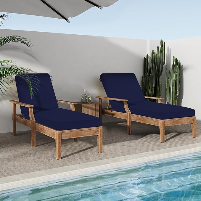 Chaise Lounge Cushions Outdoor, 4 Adjustable Ties Lounge Chair Cushions