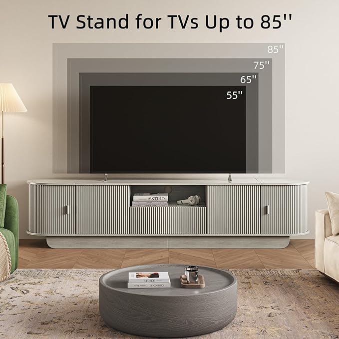 86.61'' Tambour TV Stand for 55-85 Inch, Entertainment Center