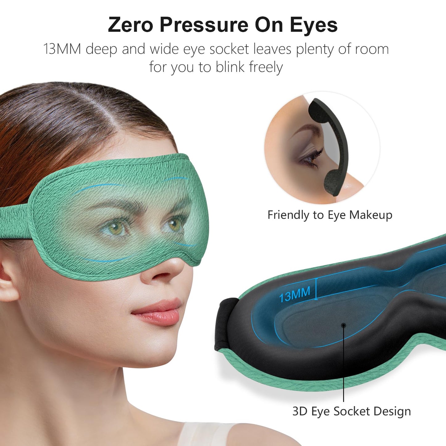 Gritin 100% Blackout Sleep Eye Mask for Women Men, Zero Pressure Sleeping Mask - Ergonomic Design 3D Cutout Eye Movement and Eyelash Friendly Night Blindfold, Ultra Soft Comfortable for Sleeping