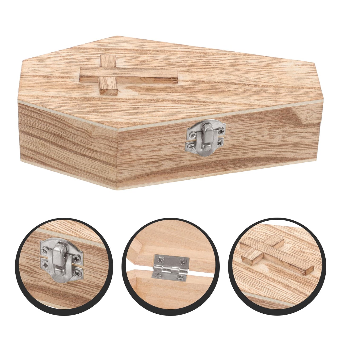 balacoo Mini Wooden Coffin Box 7in Unfinished Pine – Creepy Halloween Decor & Pet Keepsake Casket for Gothic Jewelry Display, Spooky Party Favor Tray, Cosplay Prop