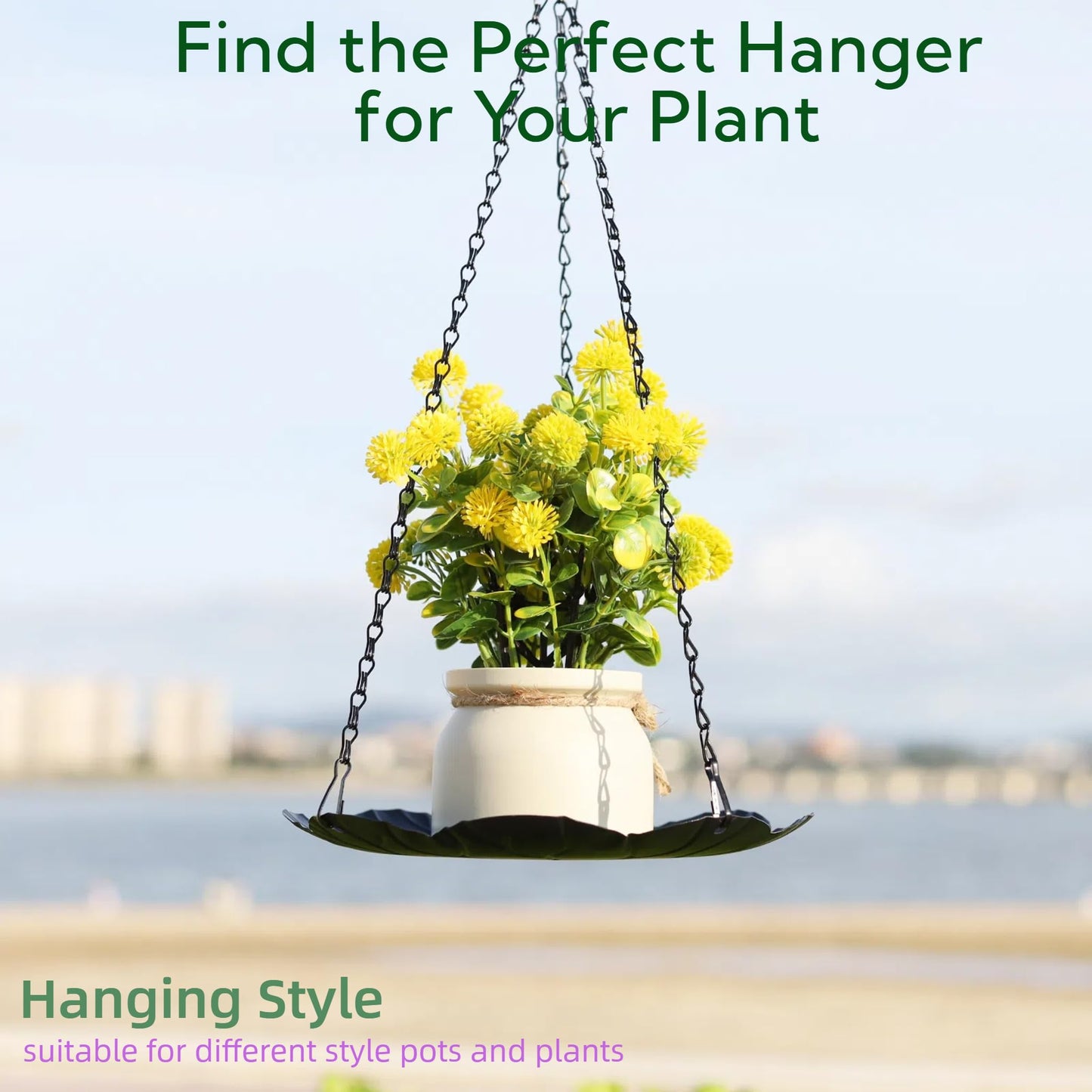 ZYUXUAN Hanging Planter for Indoor Outdoor, Plant Hanger, Hanging Plant Holder, Plant Pot Shelf Basket for Window Wall Ceiling Garden with Chains and Hooks, 2Pcs (Leaf)