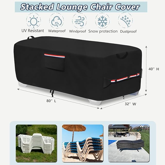 600D Heavy Duty Outdoor Waterproof Lounge Chair Cover