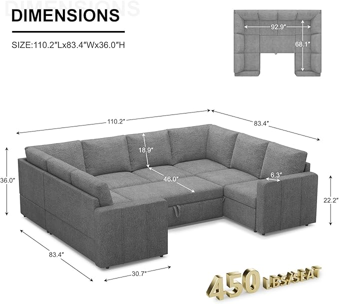 Belffin Modular Sectional Sleeper Sofa Bed
