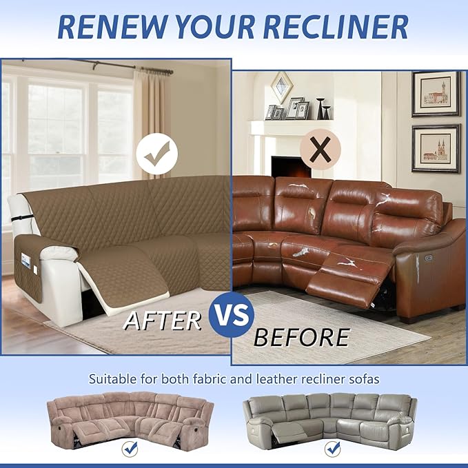 Arfntevss Recliner Sectional Couch Covers 1OO% Waterproof L Shape Sofa Cover