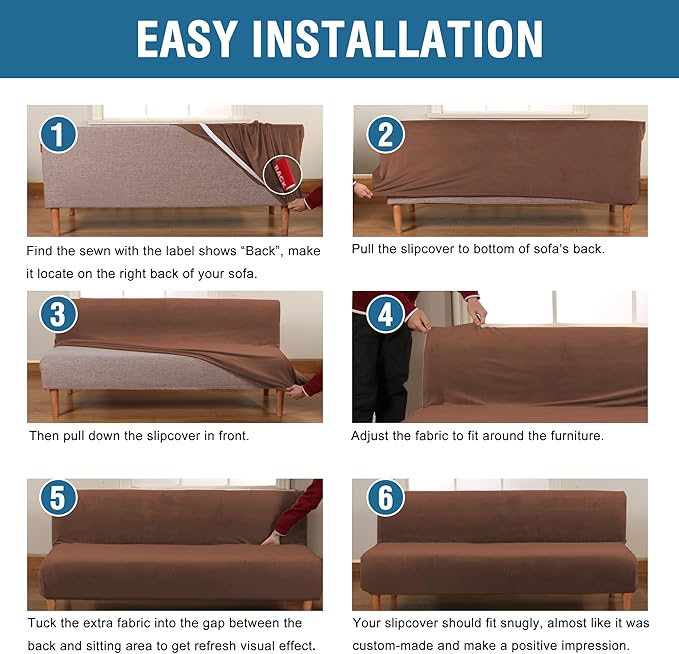 H.VERSAILTEX Real Velvet Futon Cover Armless Sofa Covers Sofa Bed Covers
