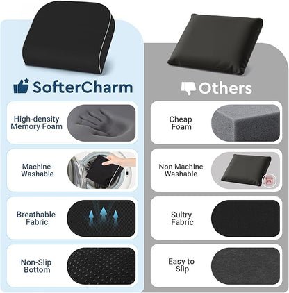 Seat Cushion, Memory Foam Office Chair Cushions for Long Sitting Hours, Chair Pad for Sciatica, Coccyx, Tailbone, Hip Pain & Pressure Relief, Office, Home, Car Seats, Airplane, Black/Large