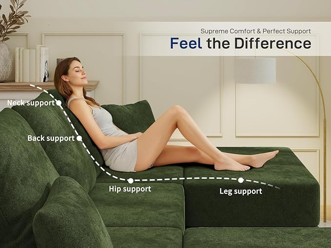Living&Giving 128" U-Shaped Cloud Sectional Couch