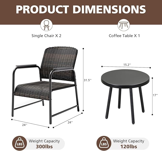 Jing's Villa 3-Piece Outdoor Bistro Set