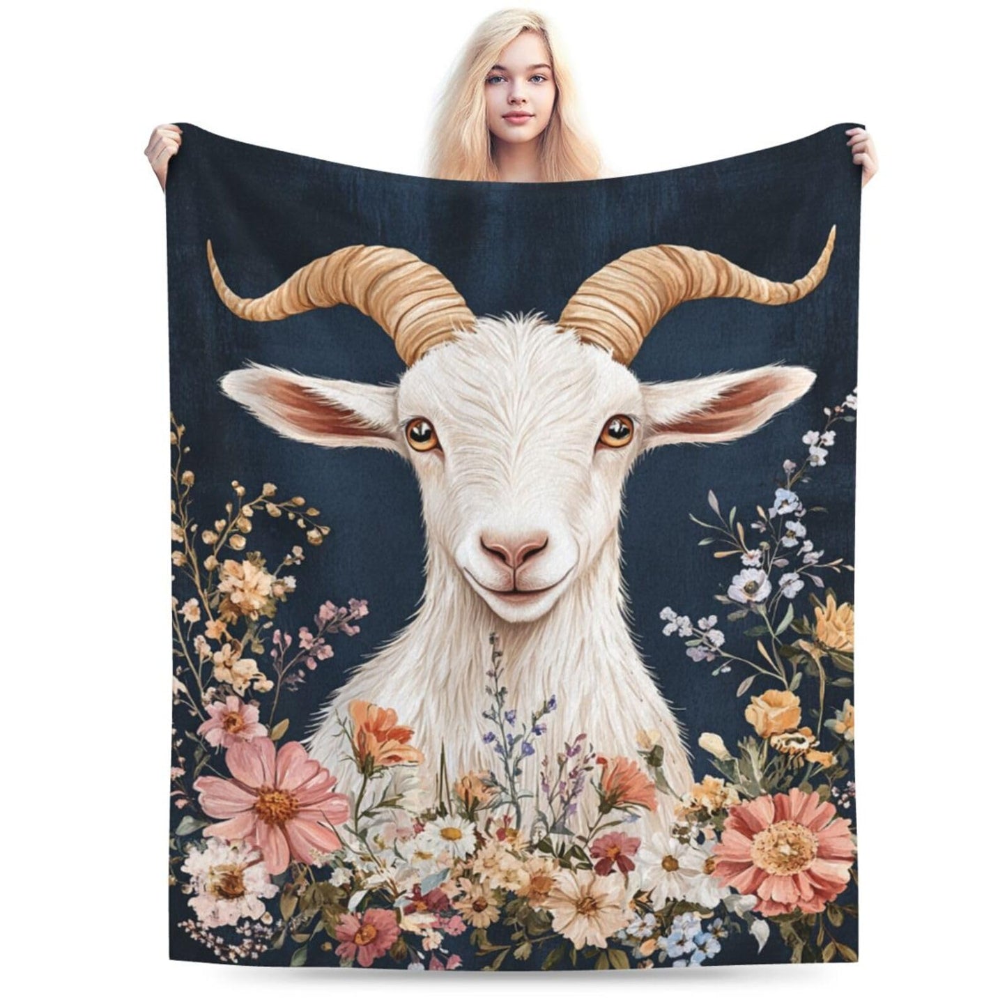 Mecowcm Cute Goat Blanket Farmhouse Sheep Goat Fleece Throw Blankets Fuzzy Plush Super Soft Cozy Warm Goats Decor Blanket Gifts for Boys Girls Kids Adult Men Women 40"x50"