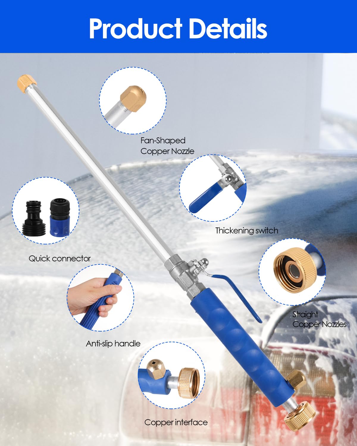 MIBIITTY Jet Nozzle for Garden Hose 2-in-1 Jet Nozzle High Pressure Hose Nozzle with 2 Different Nozzles and Hose Quick Connectors for Car Pet Garden Cleaning at Home