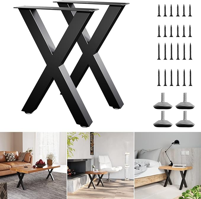 Bench Legs 16 Inch, X-Shaped Metal Coffee Table Legs, Table Legs Set of 2