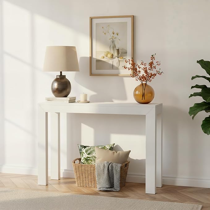 Plank+Beam Modern Solid Wood Console Table, 46 Inch, Sofa Table, Narrow
