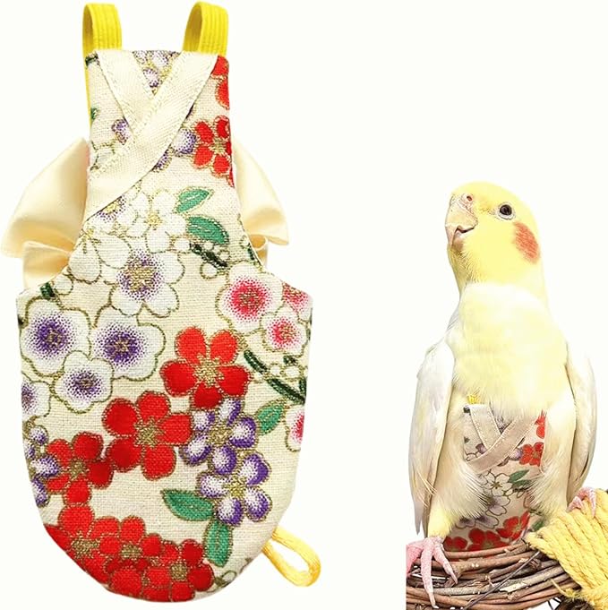 Bird Flight Suits Diapers, Parrot Flight Suits Diapers for Quaker Parakeets Cockatiels Conures Macaw African Grey, Bird Diaper, Parrot Clothes (Almond,XS)
