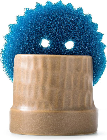 Sponge Holder for Kitchen Sink, Ceramic Sink Caddy Scrub Sponge Tray Dish Rack