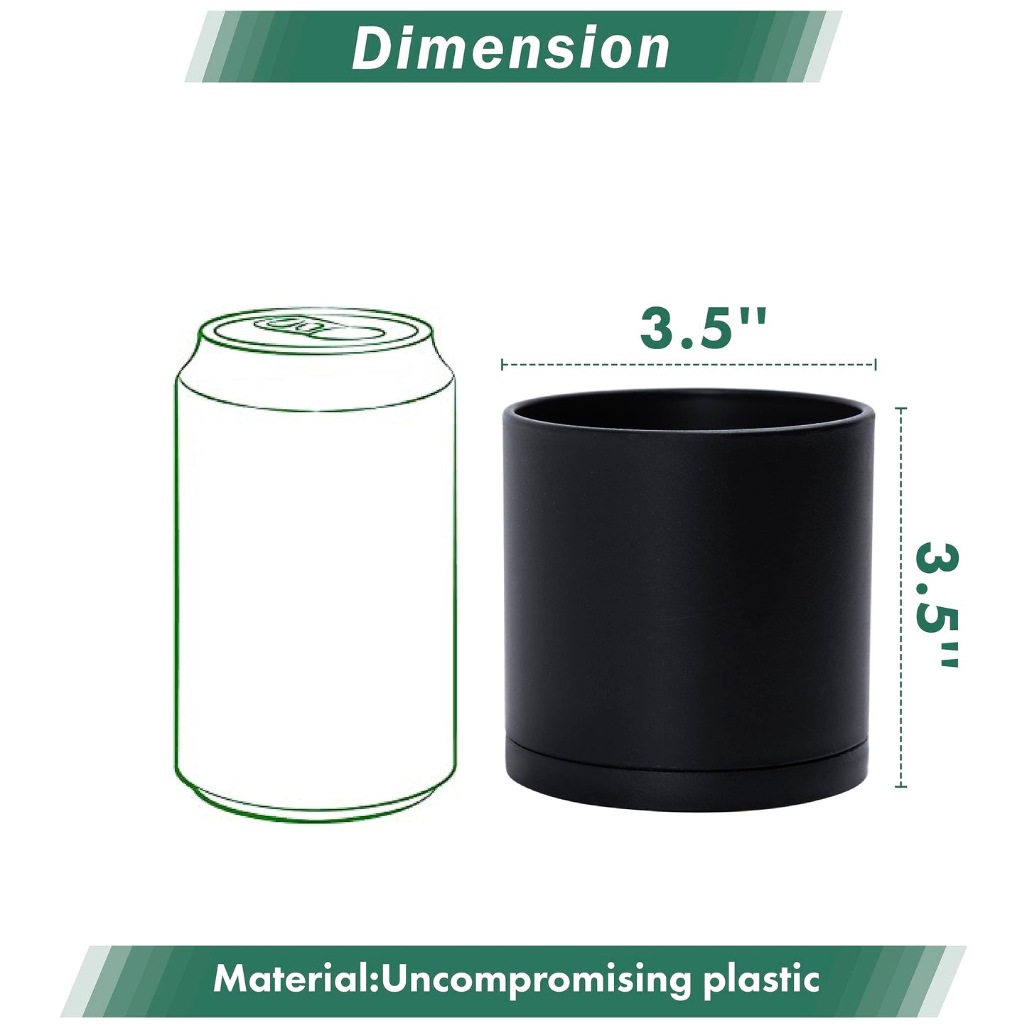 D'vine Dev 12 Pack 3.5 Inch Mini Plastic Plant Pots, Small Garden Planters for Plant with Drainage Holes and Saucers, Black Color, 74-Y-D-4