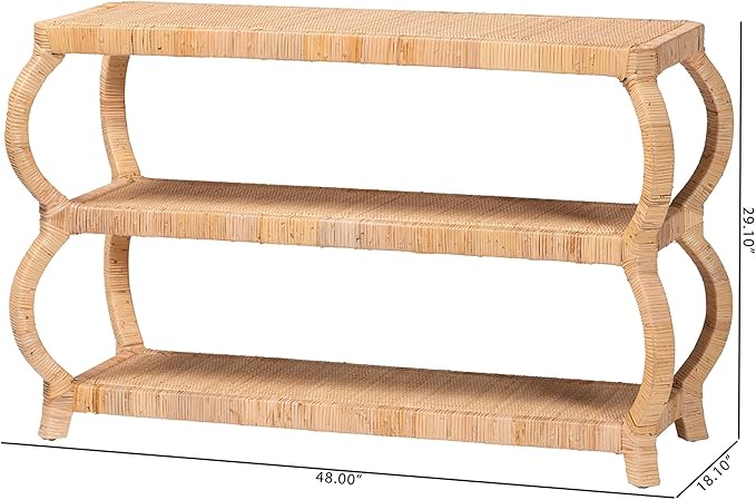 Bali & pari Dalida Bohemian Natural Rattan 3-Tier Console Table