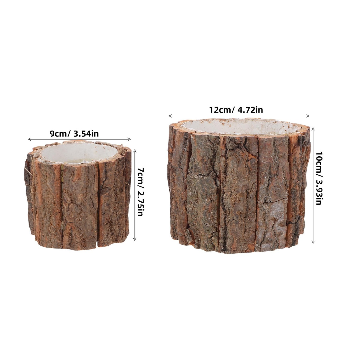 ARTIBETTER Rustic Bark Flower Pot, Natural Tree Bark Design; Water-Resistant Planter for Planting Flowers, Garden Decor, Porch or Rustic Wedding Decoration