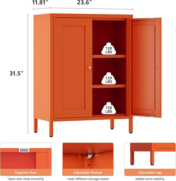 YAUWOH Metal Bathroom Storage Cabinet, Bathroom Floor Storage Cabinet
