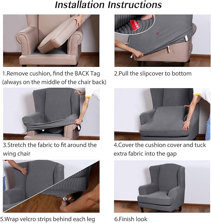 Turquoize Wingback Chair Covers 2 Piece Wing Chair Slipcover Stretch Slipcovers