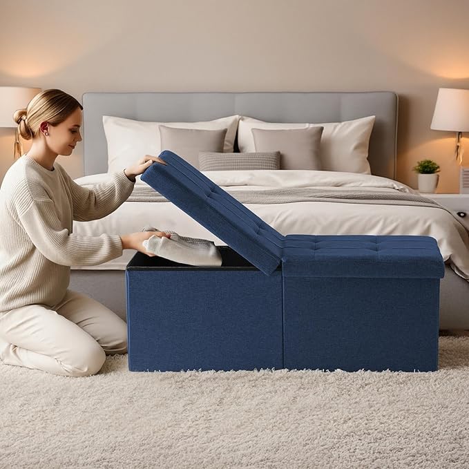 35-INCH Storage Ottoman Bench, Footrest