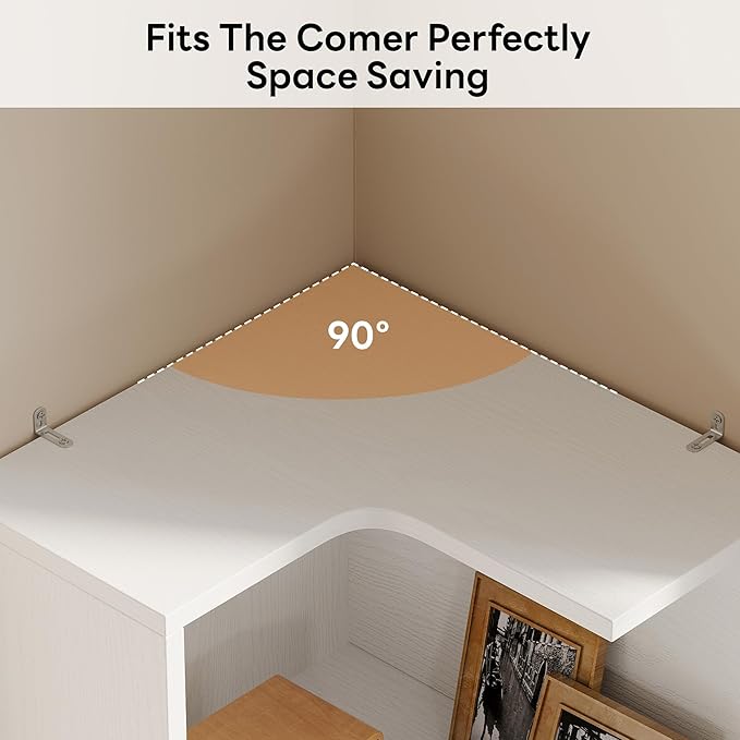 IRONCK Corner Bookshelf, 70.87" Tall Corner Bookcase