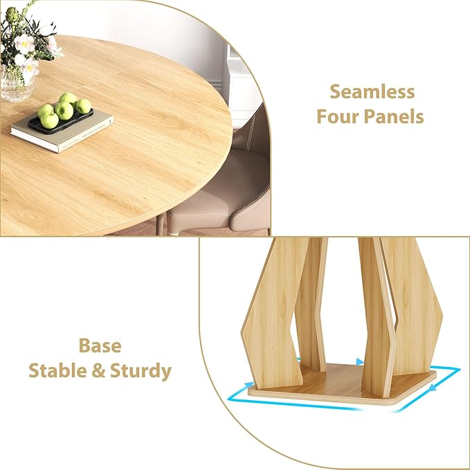IBF Round Dining Table for 4-6 People, 47 Inches Dining Room Table