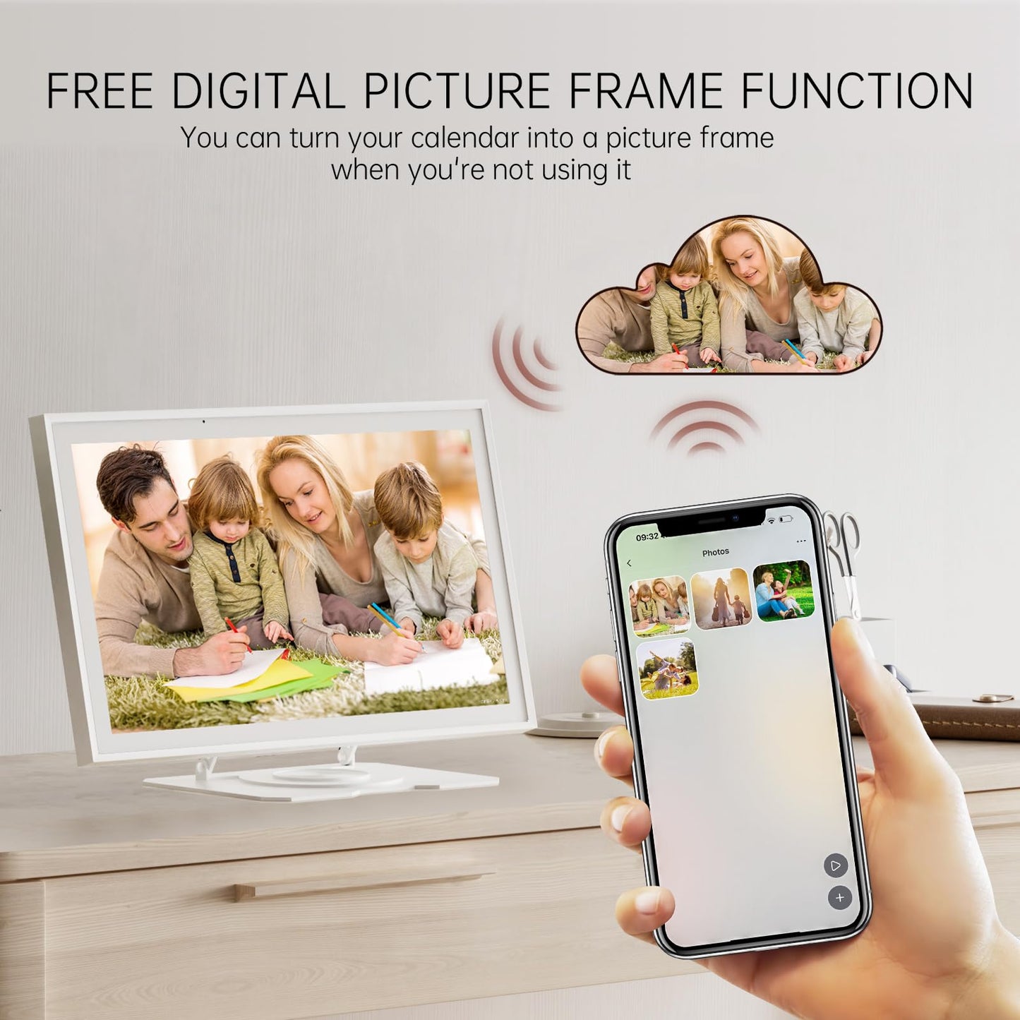 Digital Calendar, 15.6 inch Wall Planner & Chore Chart, Rechargeable Full HD Touchscreen Display, Portable Smart Family Organizer, Event Planner, Desk and Wall mountable, Perfect for Family Schedules - No Subscription (Free Magic Import)