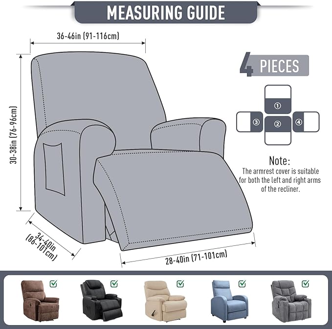 TAOCOCO Oversized Recliner Chair Covers, 1 Seater Streach Recliner Covers Soft