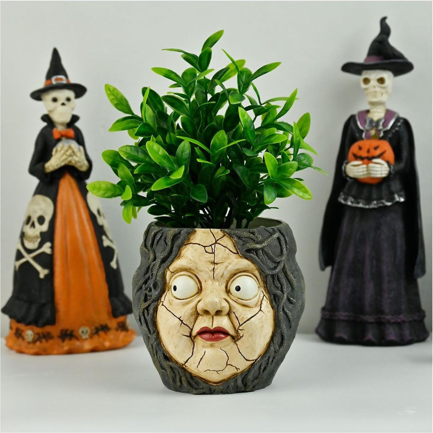 Face Pots for Plants - Abstract Head Planter, Resin Sculpture | Indoor Outdoor Garden Decoration for Patio Bookshelf Windowsill offlce Desk Balcony Halloween Kids Family Tabletop Friends Gift Use
