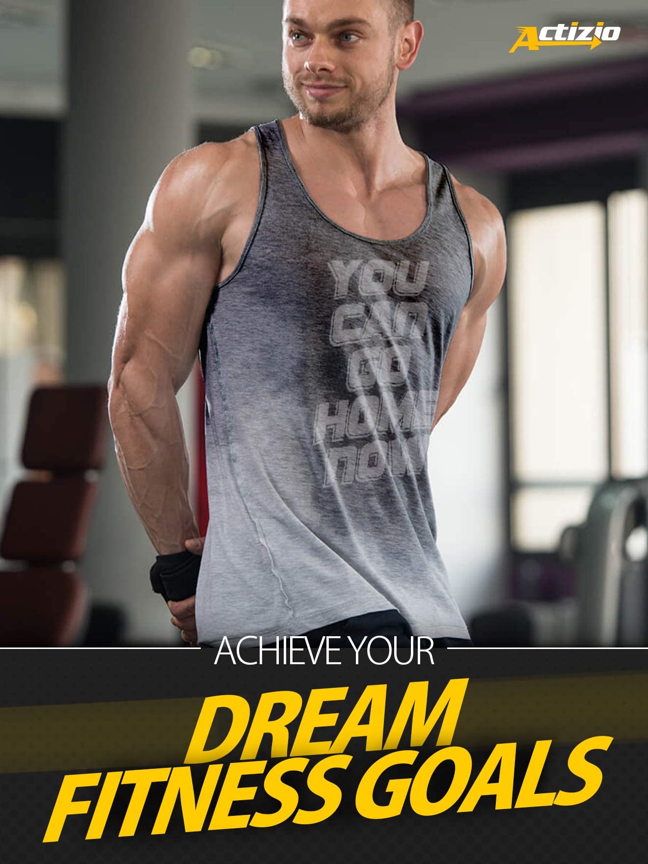 Actizio Men's Workout Shirt Cotton Fabric Tank Top Sleeveless Sweat Activated Motivational Exercise Gym Athletic Fit Moisture Wicking Fitness Shirt - You Can Go Home Now (Size M)