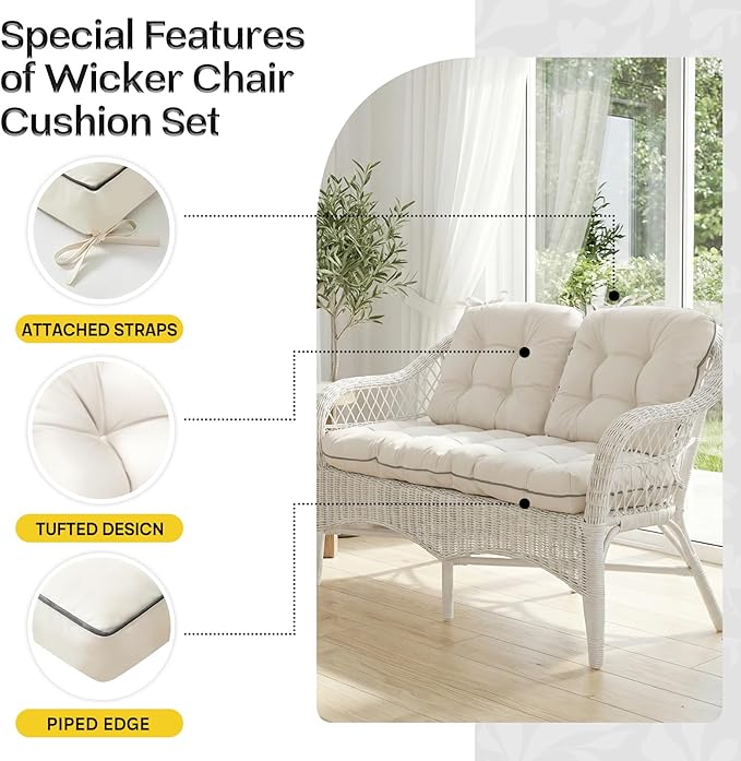 1 MIDDLE ONE Wicker Chair Cushions 3 Pieces Set
