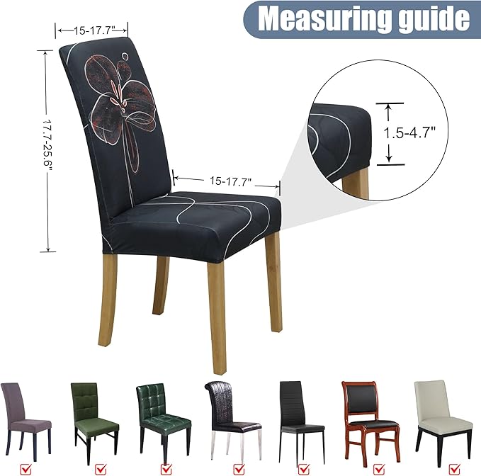 BIETYONE Stretch Dining Chair Covers Set of 6, Soft Removable Washable Kitchen