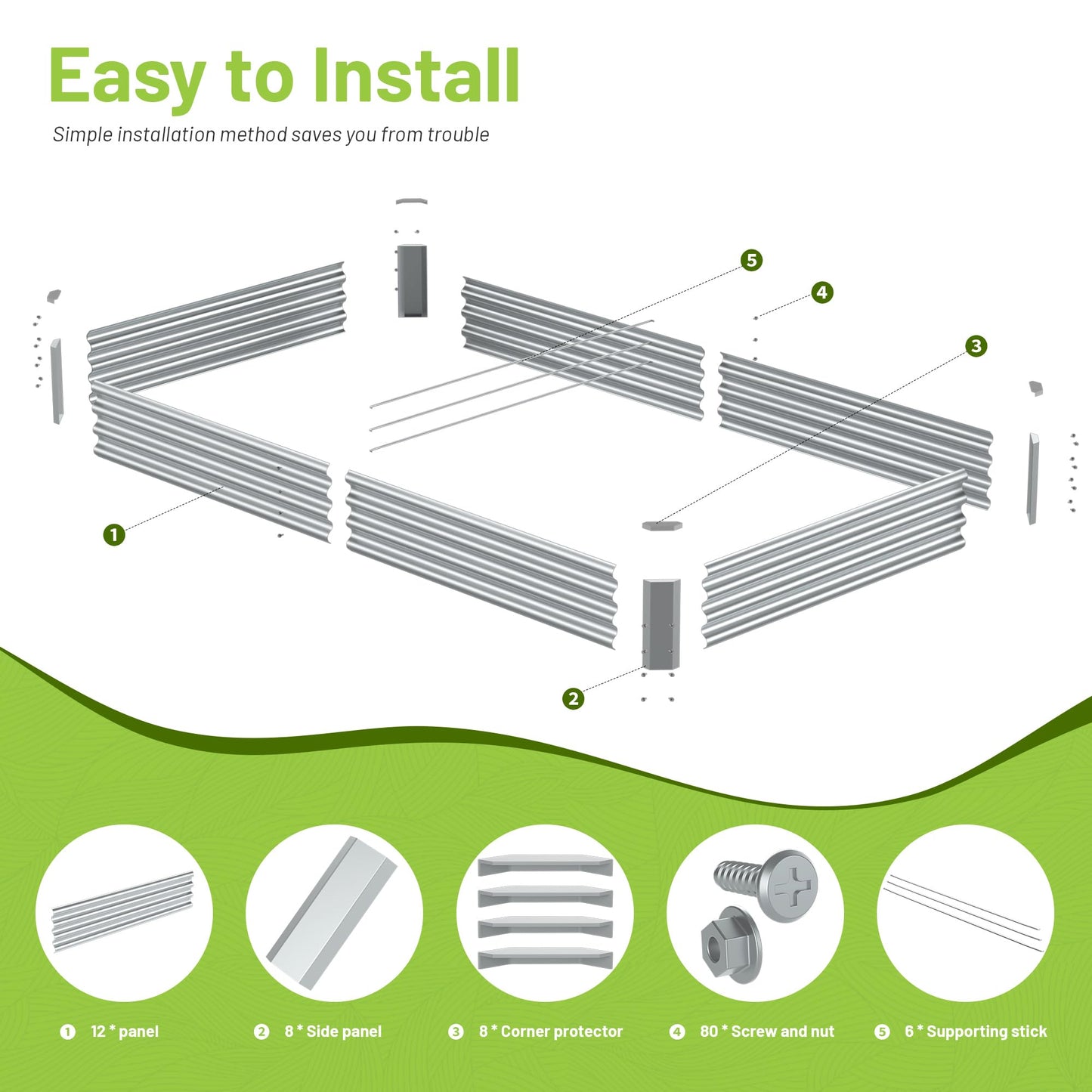 Ayen Guard 2PCS 8x4x1FT Galvanized Raised Garden Bed, Galvanized Planter Raised Garden Boxes Outdoor, Large Metal Raised Garden Beds for Vegetables-Silver