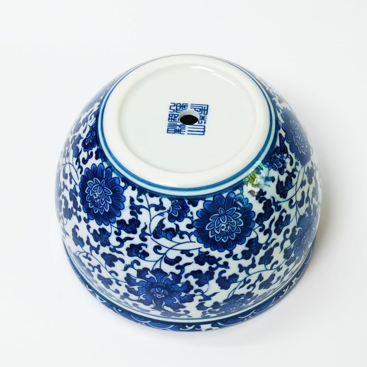 ZENSOAR Blue and White Chinoiserie Planter, Blue and White Flower Pot for Indoor Plants, Oriental Pots for Plants, Oriental Porcelain Chinoiserie Pot, Ceramic Asian Planter