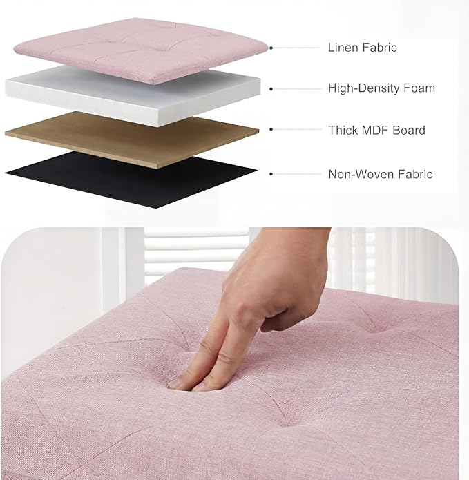 DUMOS 43in Foldable Storage Ottoman Bench, Storage Chest, Large End of Bed Foot