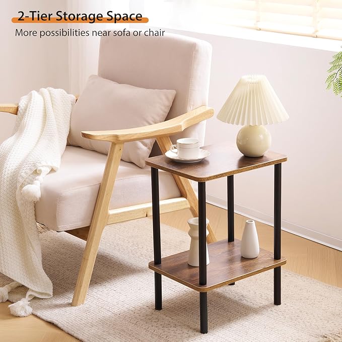 Apicizon 2 Tier End Table Set of 2, Small Side Table