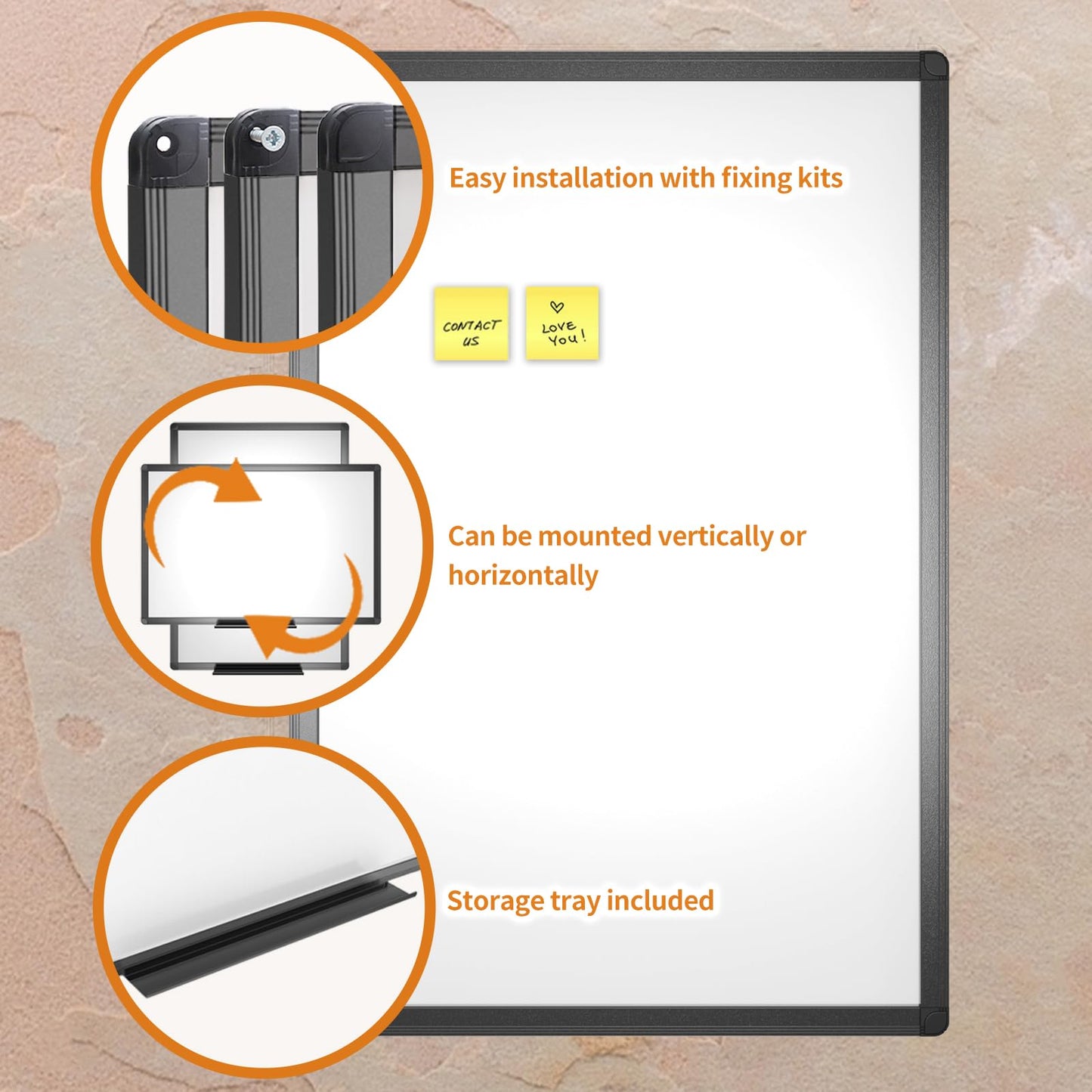 VIZ-PRO Magnetic Whiteboard/Dry Erase Board with Black Aluminium Frame, 24 X 18 Inches, Includes 1 Eraser & 2 Markers & 4 Magnets