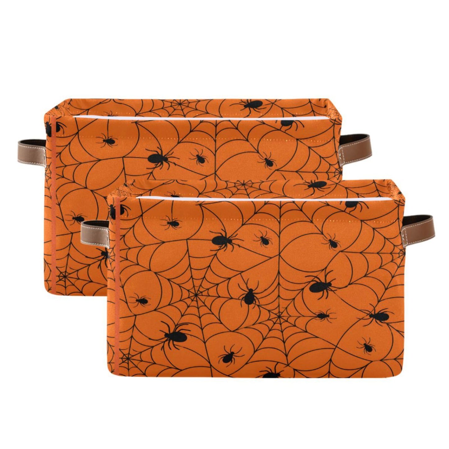 ALAZA Halloween Spiderweb Orange Foldable Storage Box Storage Basket Organizer Bins with Handles for Shelf Closet Living Room Bedroom Home Office 1 Pack