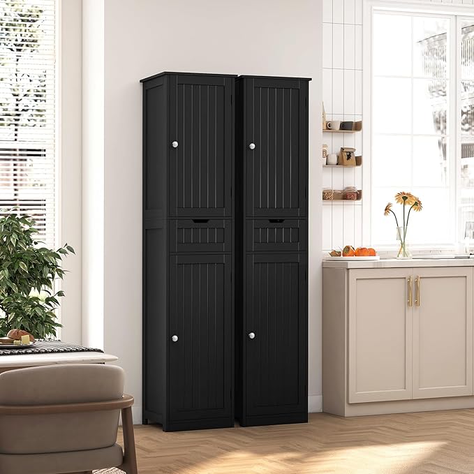 Iwell Tall Black Bathroom Cabinet