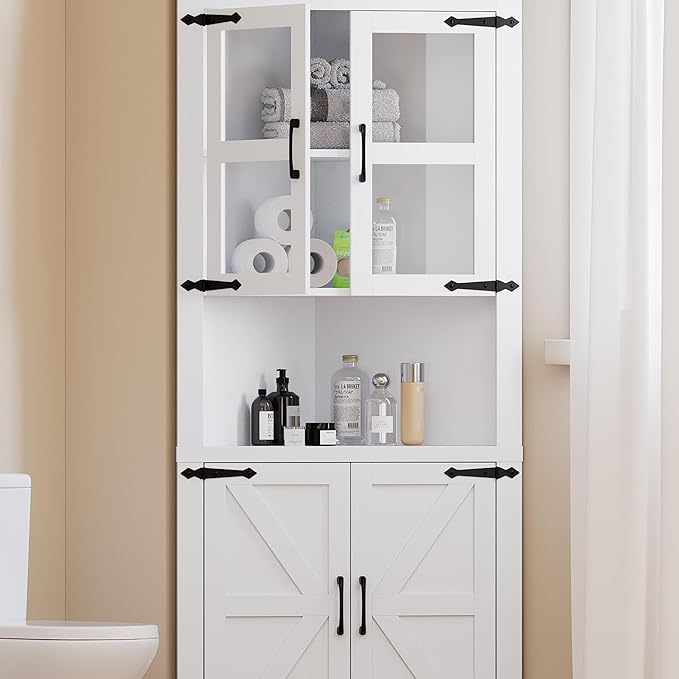 GarveeHome Tall Corner Cabinet, Farmhouse Corner Storage Cabinet