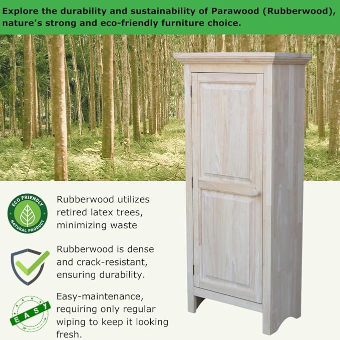 Single Jelly Cabinet, Solid Parawood Construction, 22.8"W x 12.5"D x 51"H