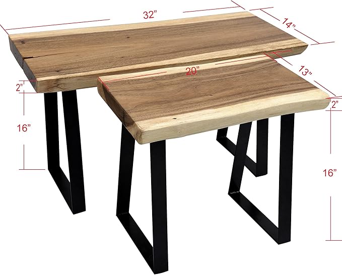 Greenage Natural Wood Rectangle Bench 20"x14"x18" Coffee Side Table