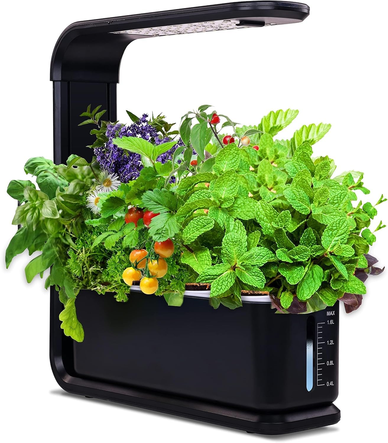 Elevon Hydroponic Growing System, 12-Pod Indoor Garden with LED Grow Light & Height-Adjustable Stand, Quiet Smart Pump Germination Kit, Fresh Harvest Hydroponic Planter for Herbs/Vegetables, Black