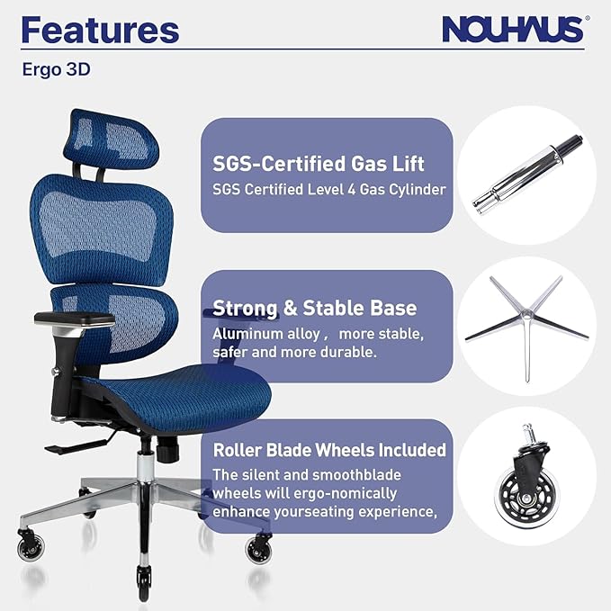 Nouhaus Ergo3D Ergonomic Office Chair Lumbar Support Mesh Office Chair