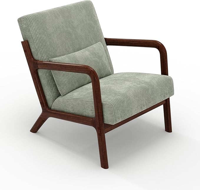 Garvee Mid-Century Modern Accent Chair, Wide-Wale Corduroy Upholstery, Solid