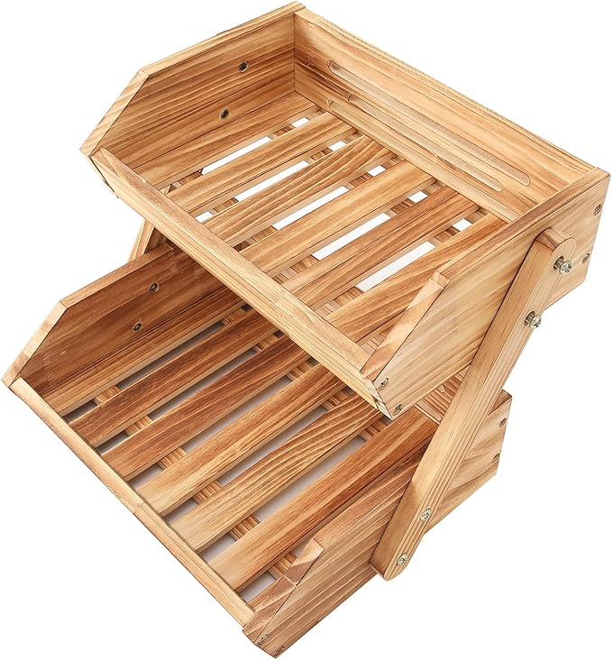 Merysen 2 Tier Wooden Fruit Basket