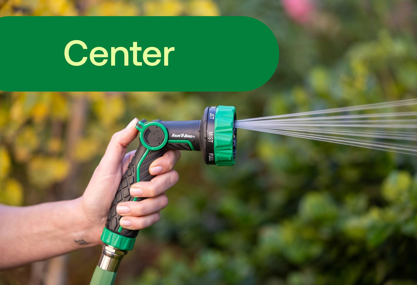 Rain Bird TCNZL8P Garden Hose Nozzle, Thumb Control, Carbon Fiber Texture, 8 Spray Patterns