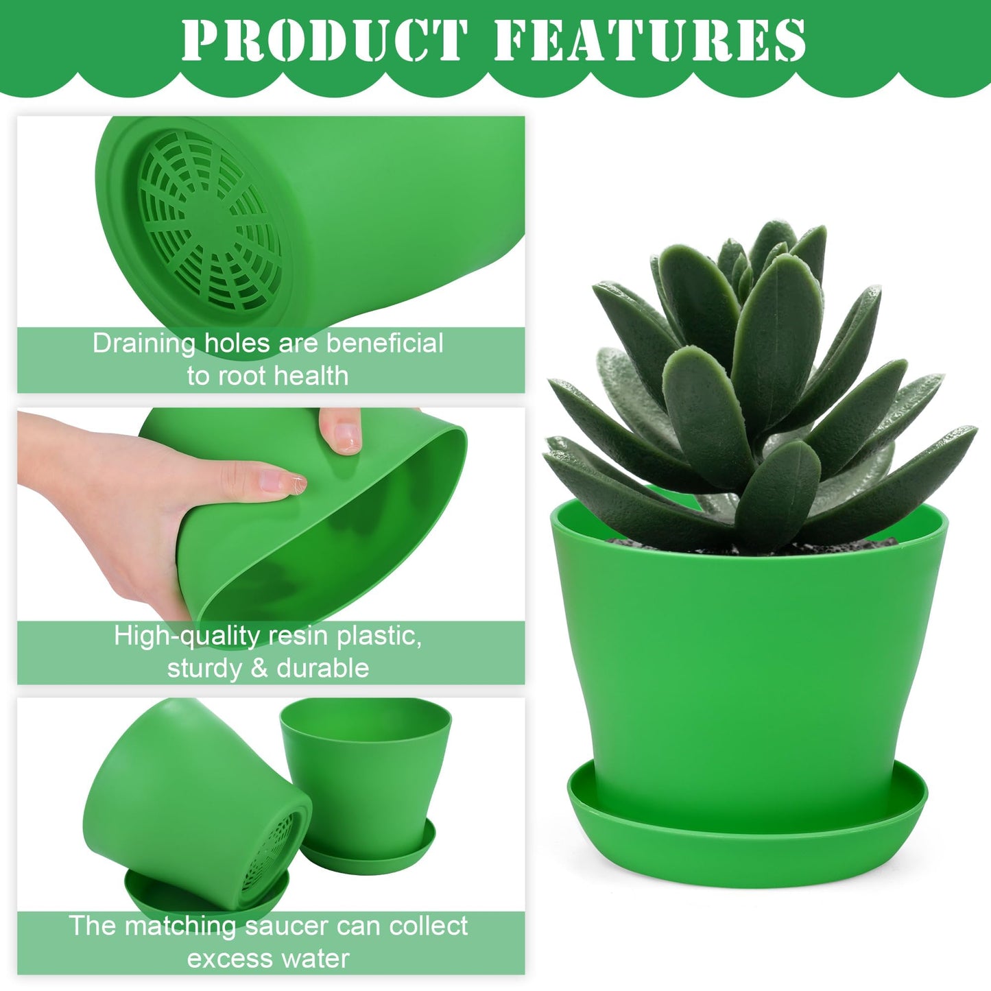 Hahood 48 Pack Plastic Planters 5.5 Inch Flower Plant Pots Indoor Set Thickened Seedling Nursery Pots Seed Starting Pots with Drainage Holes Saucers Mini Garden Tool for Home Office Garden, Multicolor