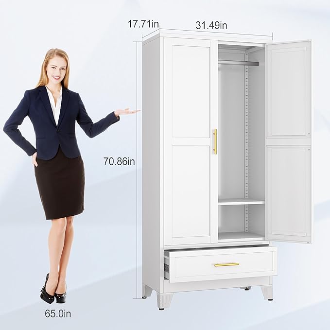 erosoei 71" H Metal Tall Armoire Wardrobe Closet
